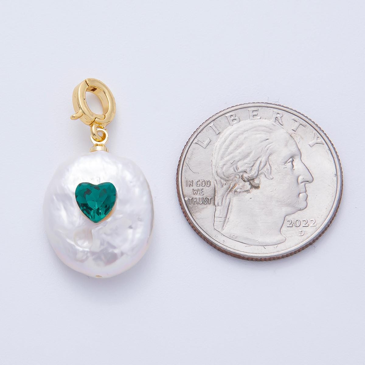 Mini White pearl charms With Green RED CZ pendants dainty charm necklace pendant 15 mm pearl drop with bail enhancer AF-640