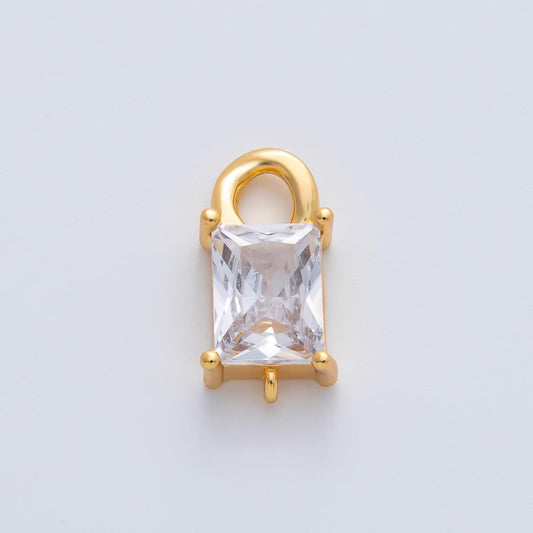 18K Gold Filled 10.7mm Rectangle CZ Connector Charm Dangle Pendant for Necklaces Earrings DIY Jewelry Making | Z1448