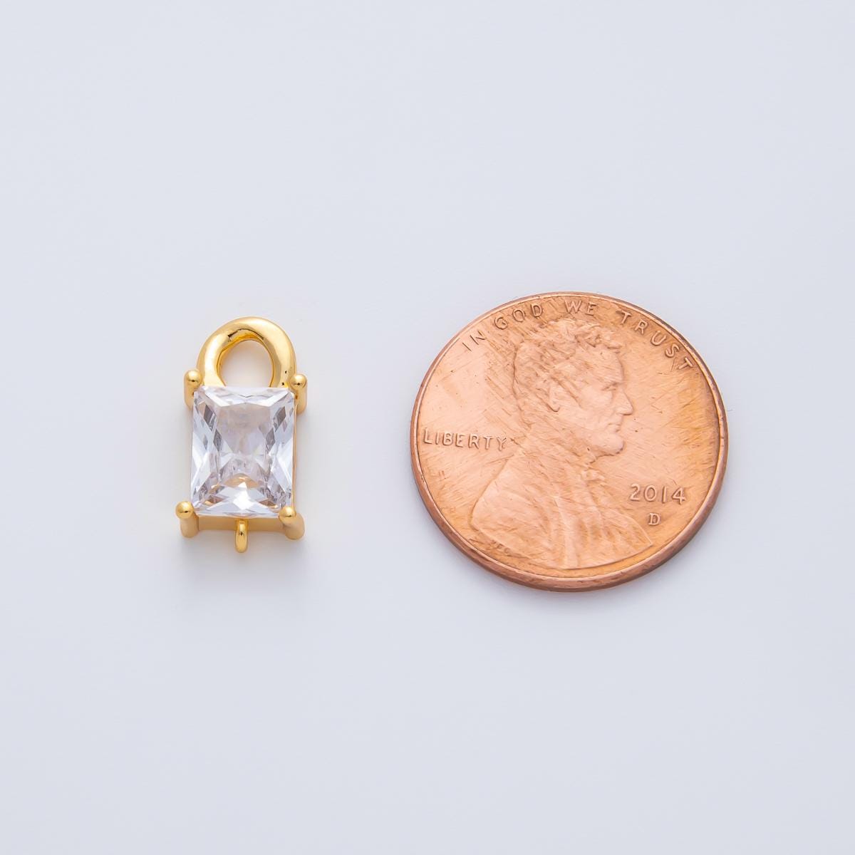 18K Gold Filled 10.7mm Rectangle CZ Connector Charm Dangle Pendant for Necklaces Earrings DIY Jewelry Making | Z1448