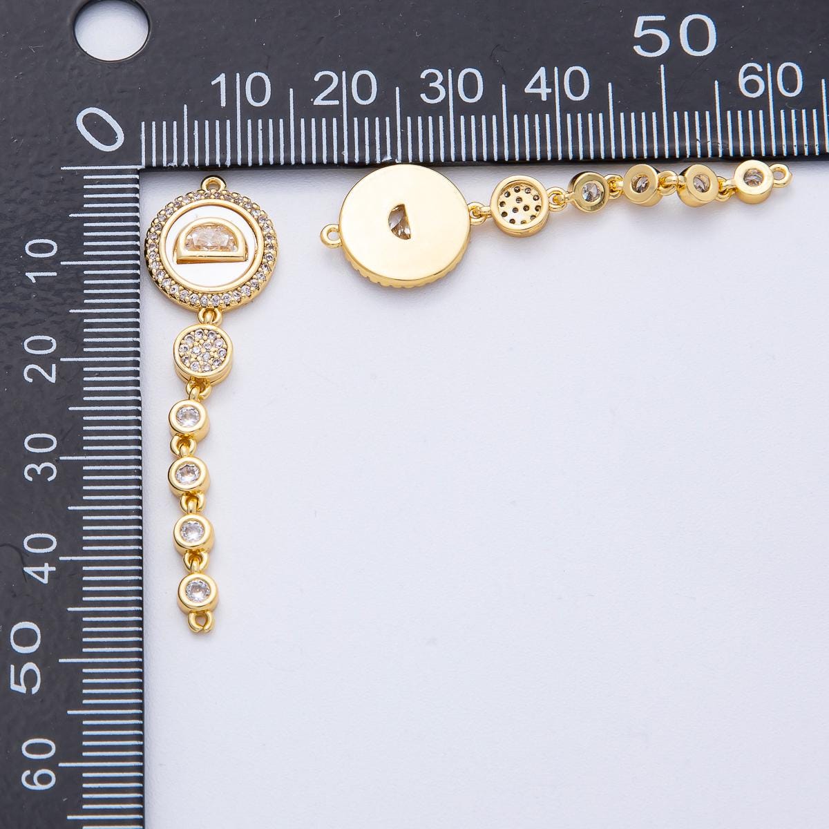 18k Gold Filled 47mm Micro Paved CZ Long Drop Charm Multi-Stone Style Connector for Earrings and Necklaces DIY Jewelry Supply Finding | Y172