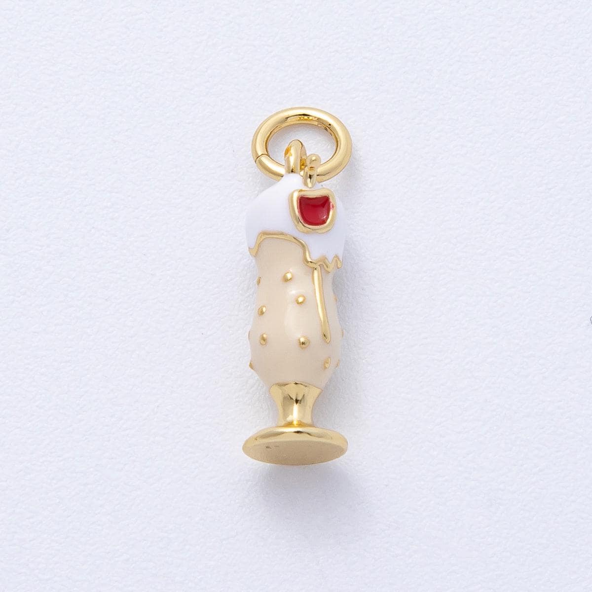 14k Gold Filled Cute Ice Cream Milkshake Charm Sundae Dessert with Cherry On Top DIY Jewelry Supply Custom Charm Bracelet Necklace | AK118
