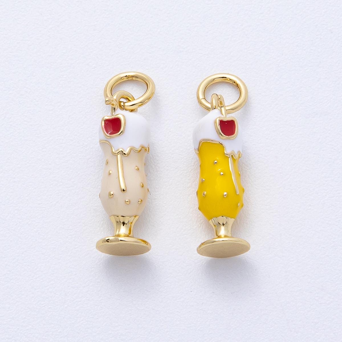 14k Gold Filled Cute Ice Cream Milkshake Charm Sundae Dessert with Cherry On Top DIY Jewelry Supply Custom Charm Bracelet Necklace | AK118