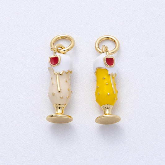 14k Gold Filled Cute Ice Cream Milkshake Charm Sundae Dessert with Cherry On Top DIY Jewelry Supply Custom Charm Bracelet Necklace | AK118
