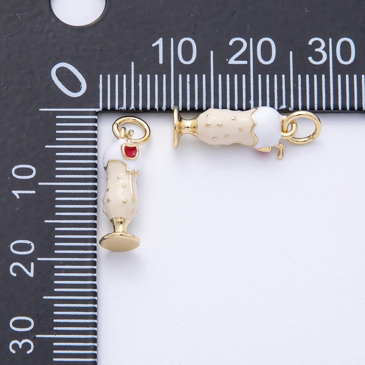 14k Gold Filled Cute Ice Cream Milkshake Charm Sundae Dessert with Cherry On Top DIY Jewelry Supply Custom Charm Bracelet Necklace | AK118