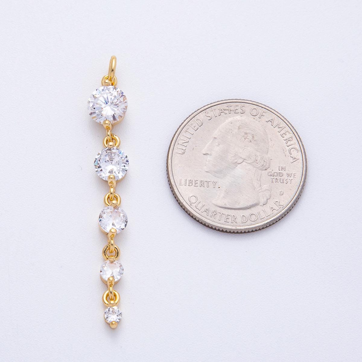 46.1mm Elegant 18k Gold Filled Round CZ Drop Charm Dainty Dangle for Custom Necklace DIY Jewelry Supply Finding | AK119