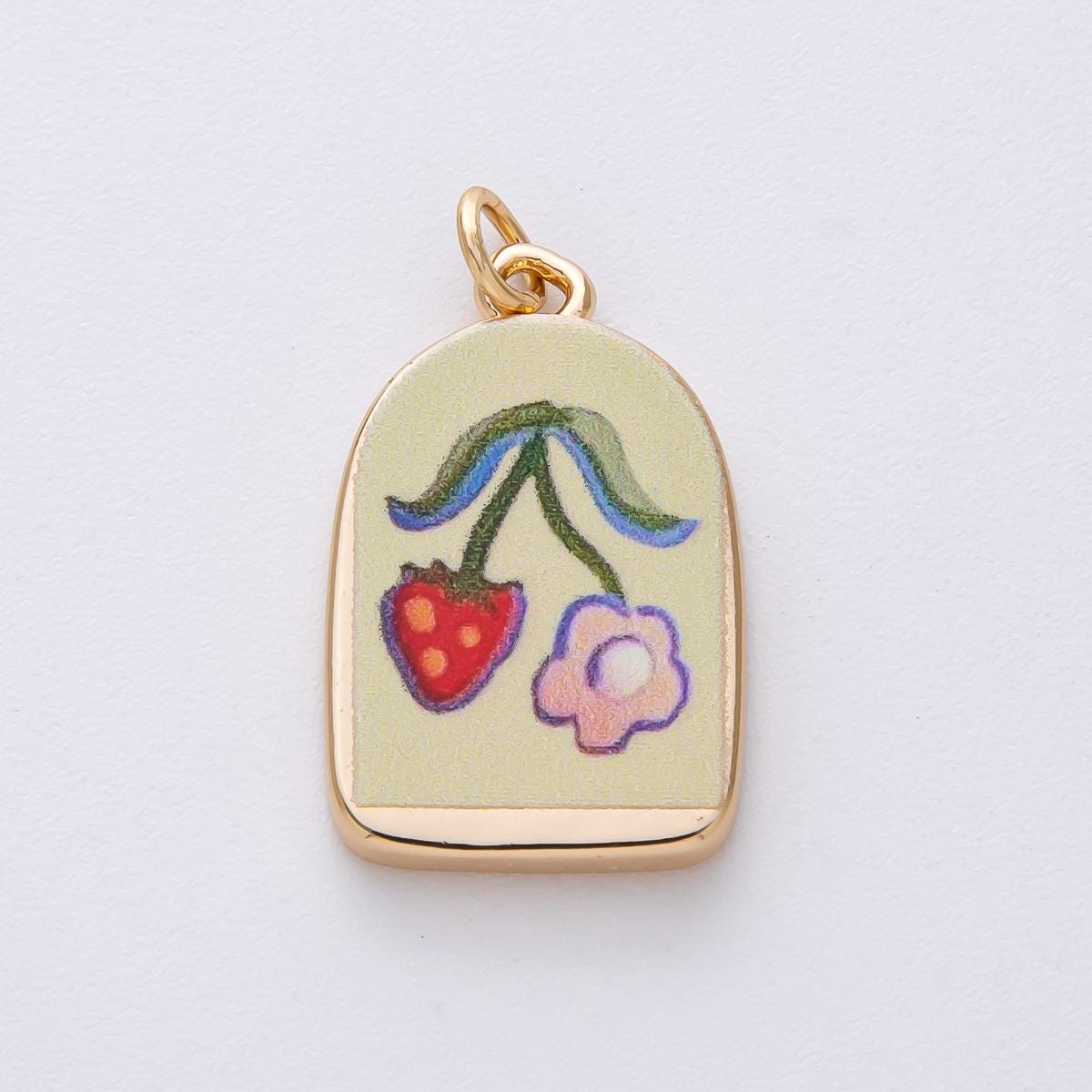 18k Gold Filled Flower Charm Hand Painted Enamel DIY Jewelry Supply for Custom Necklace | AF1595