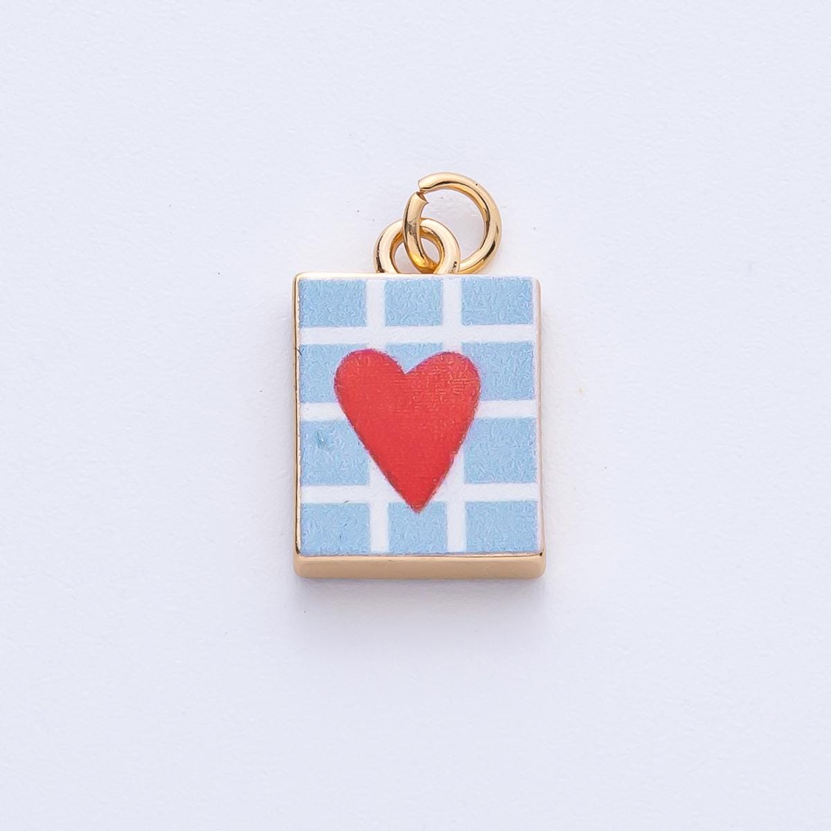 18k Gold Filled 18.2m Heart Box Charm Hand Painted Enamel DIY Jewelry Supply for Custom Necklace & Bracelet | AF1600