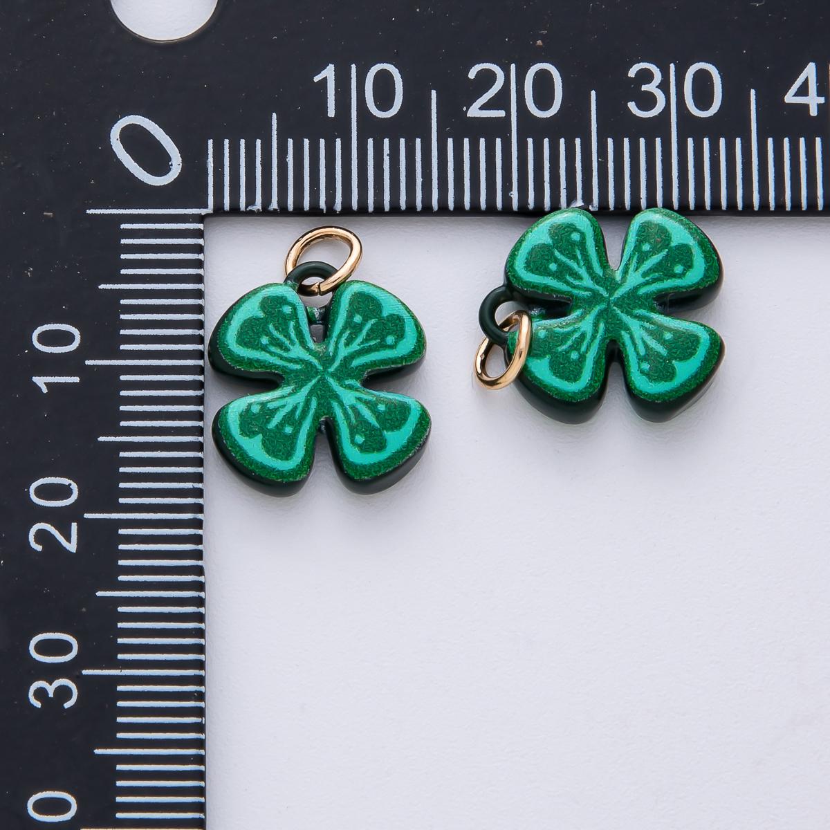 15.3mm Mini Green Shamrock Charm 18K Gold Filled Clover Flower Pendant Lucky Charm for St. Patrick's Day DIY Jewelry Supply | AF1614