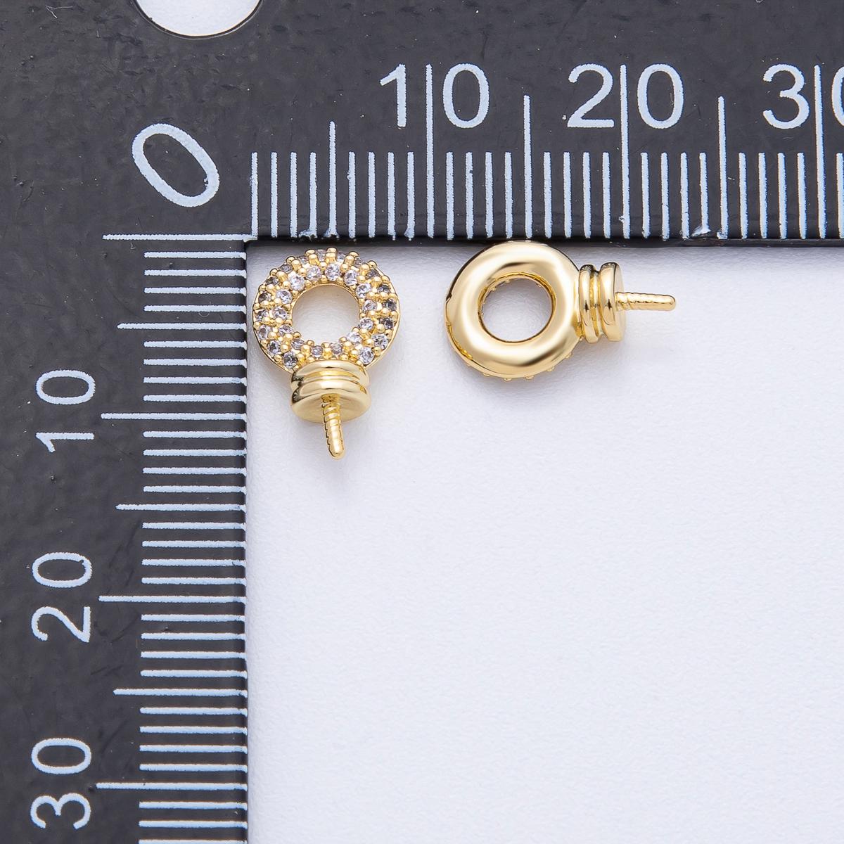 Micro Paved CZ 18k Gold Filled 0.7mm Peg Bail Hold for Half Drill Pearl and Bead Bail Charm Findings DIY Jewelry Making Supplies | Z1656