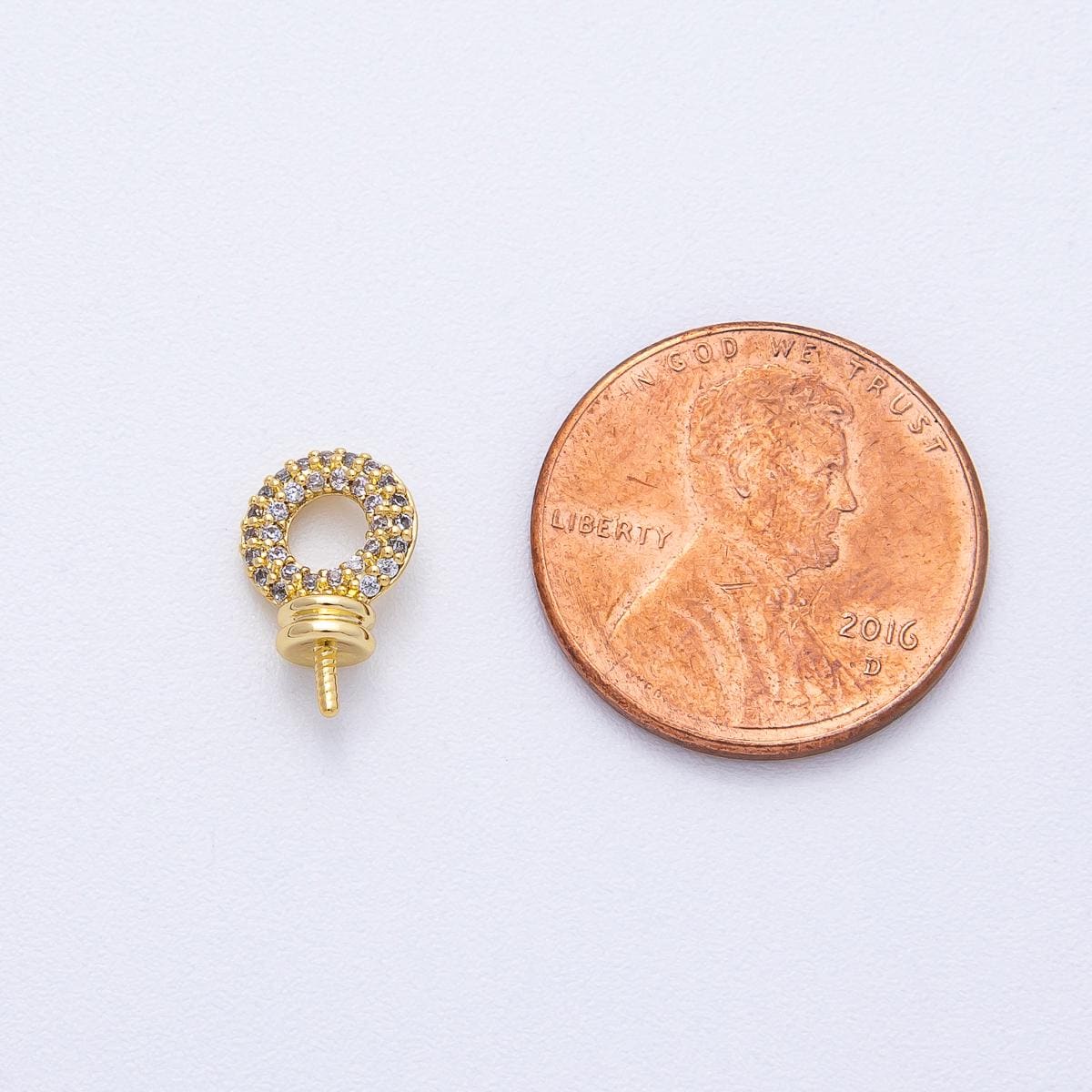 Micro Paved CZ 18k Gold Filled 0.7mm Peg Bail Hold for Half Drill Pearl and Bead Bail Charm Findings DIY Jewelry Making Supplies | Z1656