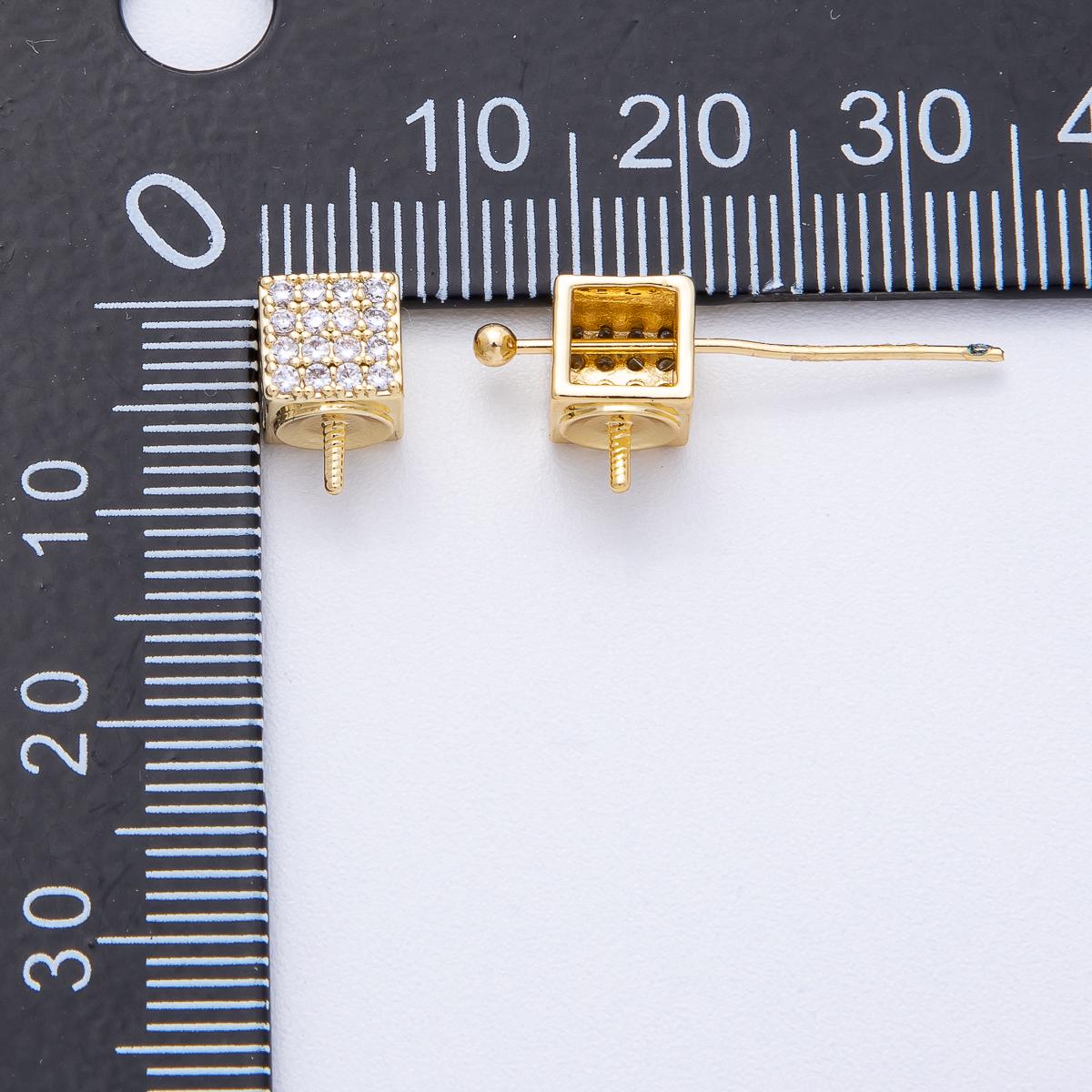 Micro Paved CZ 18k Gold Filled 0.6mm Cube Peg Bail Hold for Half Drill Pearl and Bead Bail Charm Findings DIY Jewelry Making | Z1657