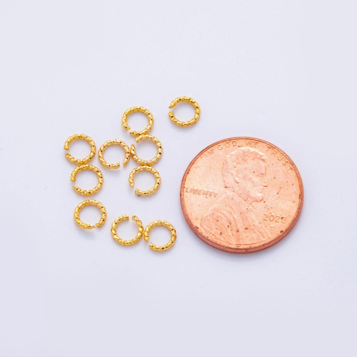 10pcs 0.8mm x 5mm (20 gauge) 18K Gold Filled Textured Jump Ring for jewelry making supplies Z-1597