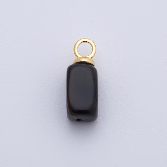 18k gold filled 20mm black onyx Rectangle tube pendant | AK144