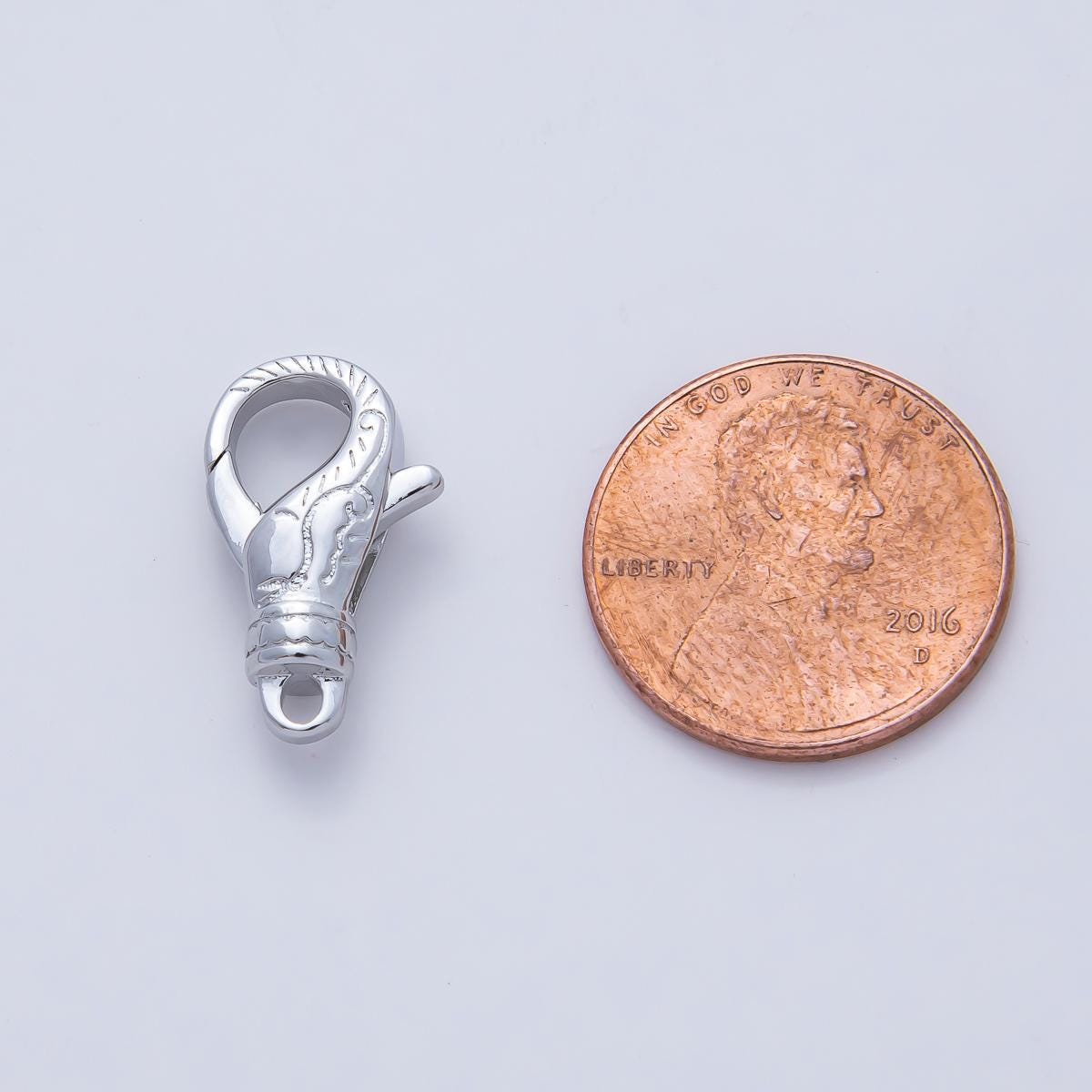 Silver 18mm Lined Engraved Lobster Claw Clasps Finding DIY Jewelry Supply for Custom Necklace Bracelet | Z1616