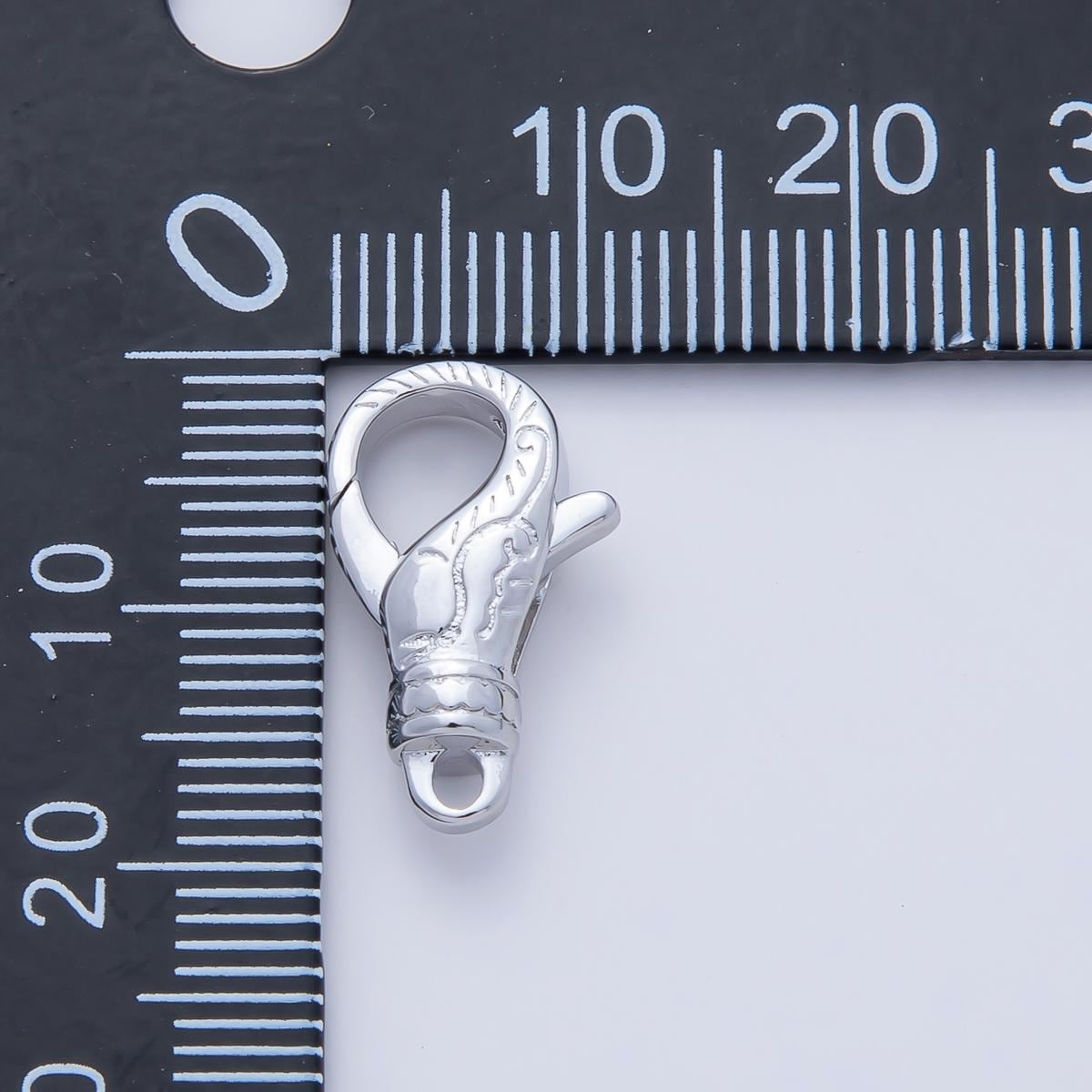 Silver 18mm Lined Engraved Lobster Claw Clasps Finding DIY Jewelry Supply for Custom Necklace Bracelet | Z1616