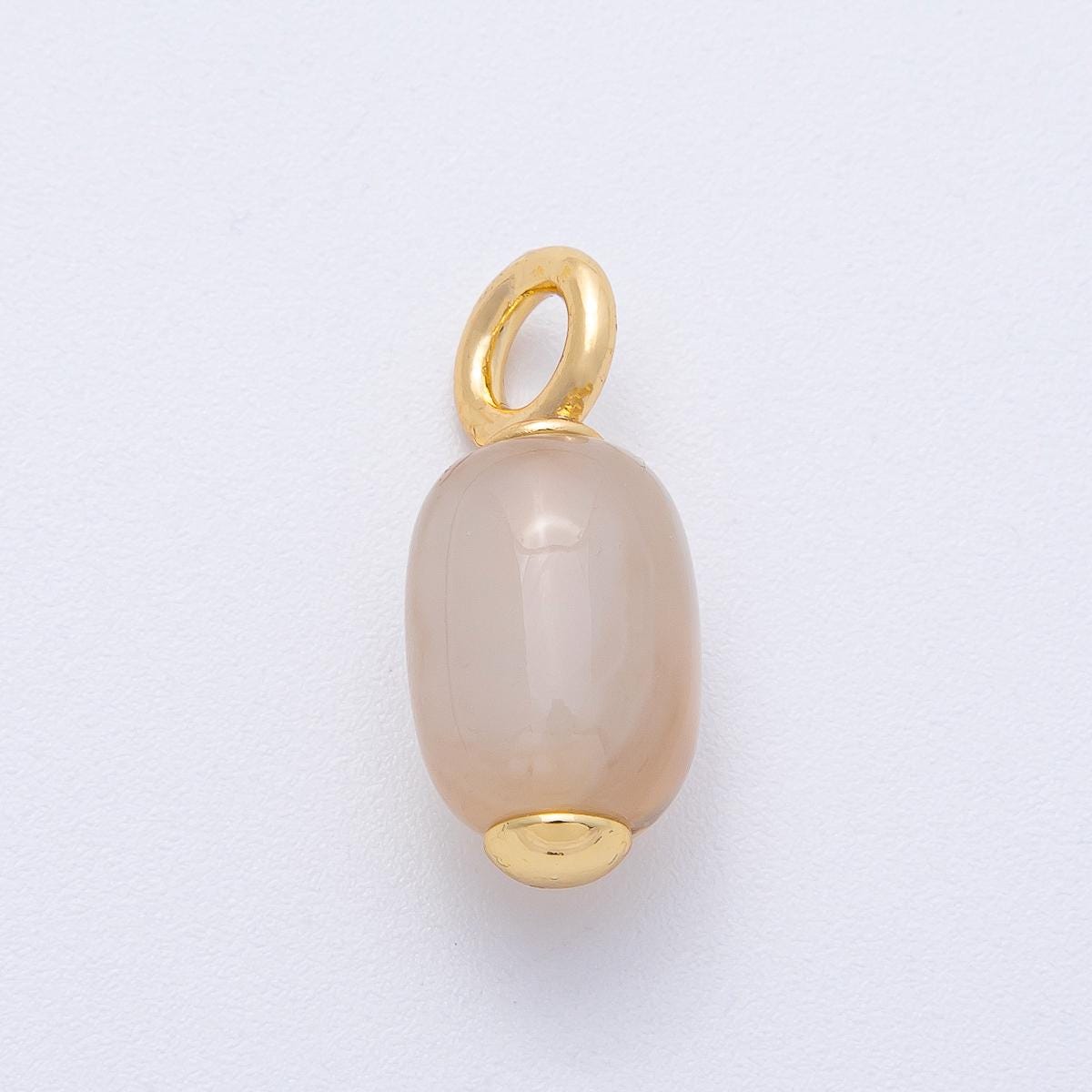 18k gold filled charm natural gemstone Dark Brown Red Black Fall Inspired Barrell Tube bail pendant | AK140