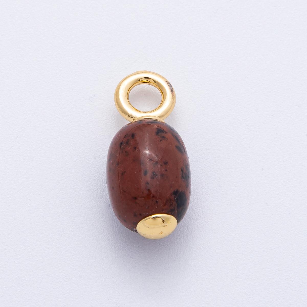 18k gold filled charm natural gemstone Dark Brown Red Black Fall Inspired Barrell Tube bail pendant | AK140