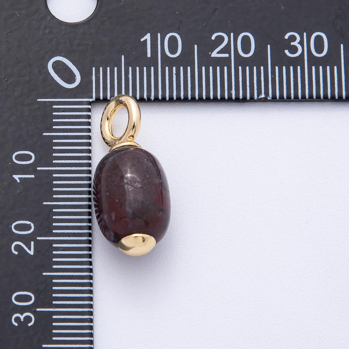 18k gold filled charm natural gemstone Dark Brown Red Black Fall Inspired Barrell Tube bail pendant | AK140