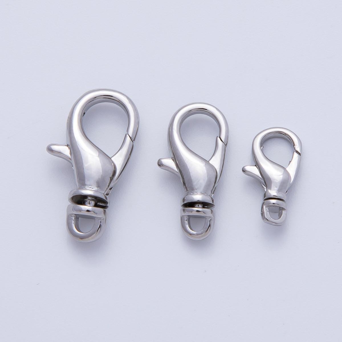 Rhodium Plated 11.7mm, 15.7mm, 17.8mm Minimalist Swivel Lobster Clasps Closure Finding DIY Jewelry Supply for Necklace Bracelet | Z1617