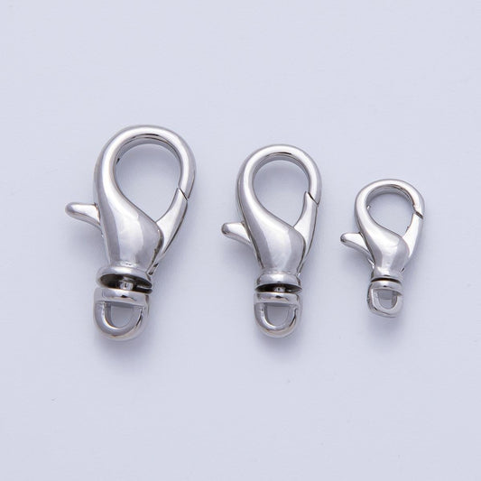 Rhodium Plated 11.7mm, 15.7mm, 17.8mm Minimalist Swivel Lobster Clasps Closure Finding DIY Jewelry Supply for Necklace Bracelet | Z1617