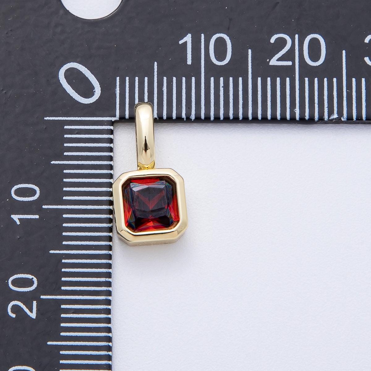18K Gold Filled 15.1mm Birthstone Baguette CZ Pendant Dainty DIY Jewelry Supply Finding for Custom Necklace Bracelet Earring | AF1237
