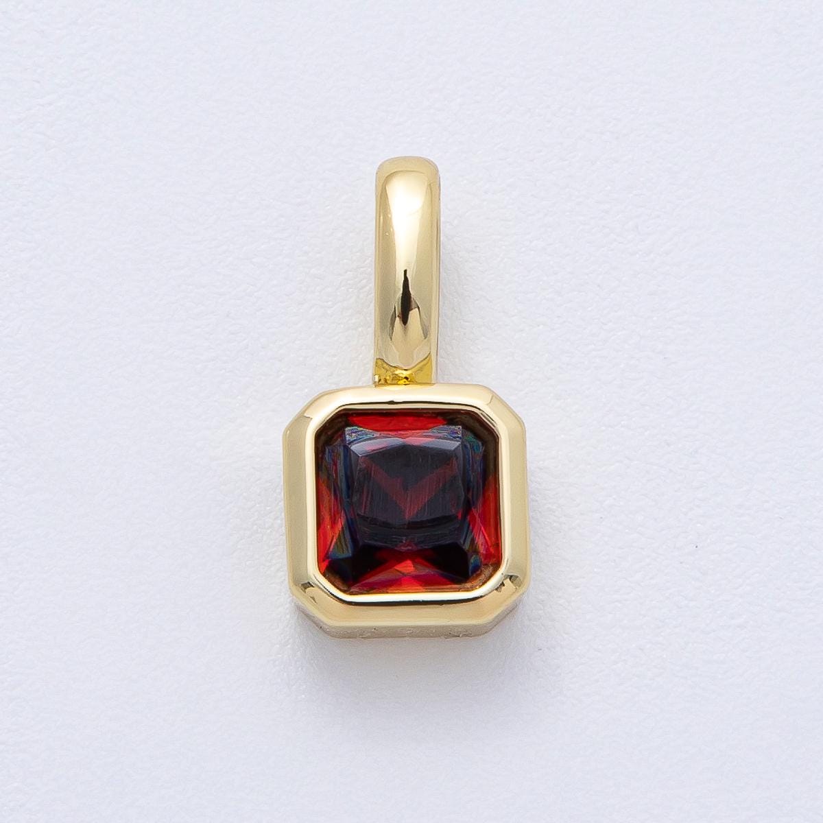18K Gold Filled 15.1mm Birthstone Baguette CZ Pendant Dainty DIY Jewelry Supply Finding for Custom Necklace Bracelet Earring | AF1237