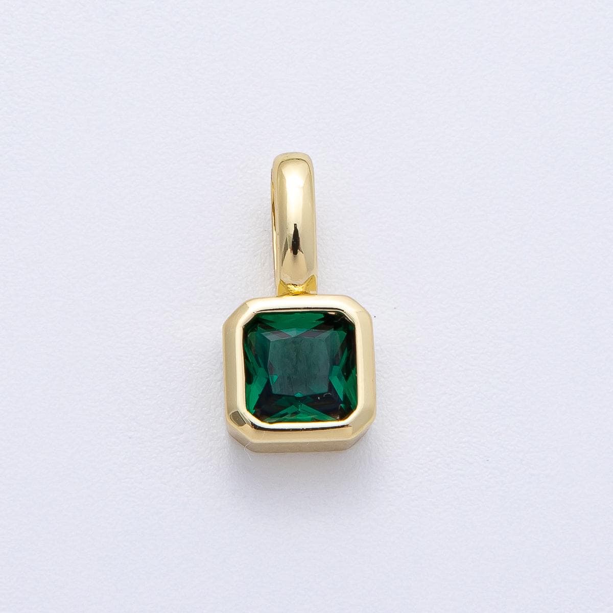 18K Gold Filled 15.1mm Birthstone Baguette CZ Pendant Dainty DIY Jewelry Supply Finding for Custom Necklace Bracelet Earring | AF1237