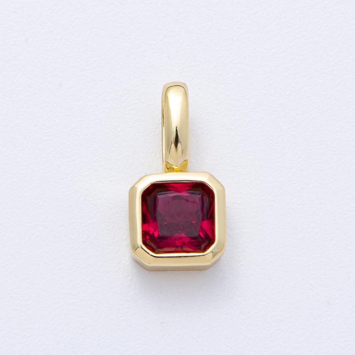 18K Gold Filled 15.1mm Birthstone Baguette CZ Pendant Dainty DIY Jewelry Supply Finding for Custom Necklace Bracelet Earring | AF1237