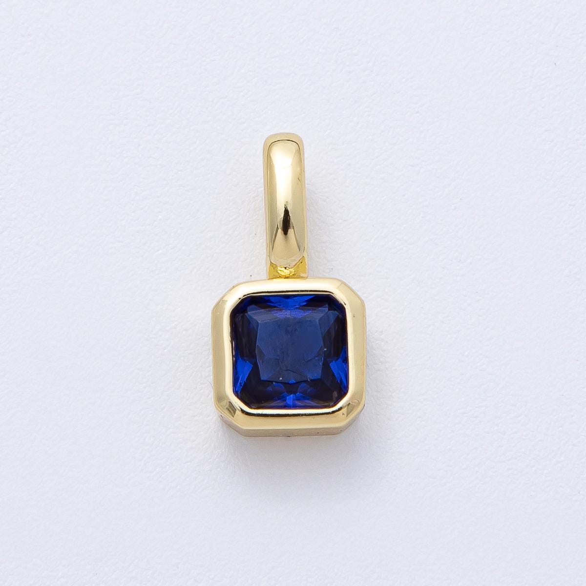 18K Gold Filled 15.1mm Birthstone Baguette CZ Pendant Dainty DIY Jewelry Supply Finding for Custom Necklace Bracelet Earring | AF1237