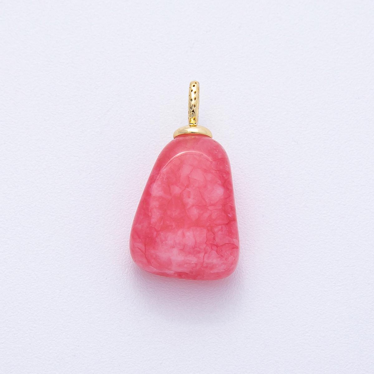 18k gold filled Nugget charm natural gemstone Rose Quartz Topz Stone bail pendant | AK125