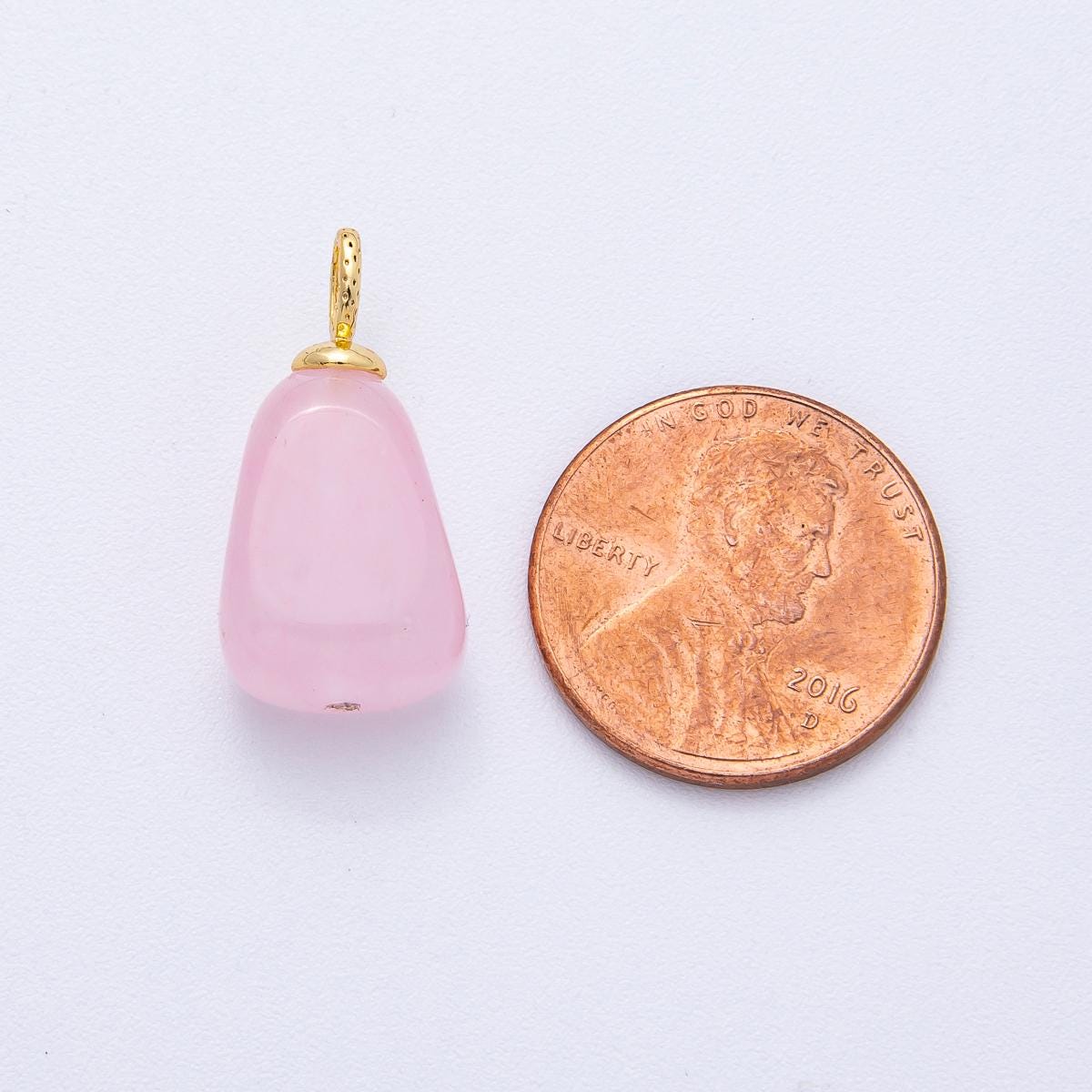 18k gold filled Nugget charm natural gemstone Rose Quartz Topz Stone bail pendant | AK125