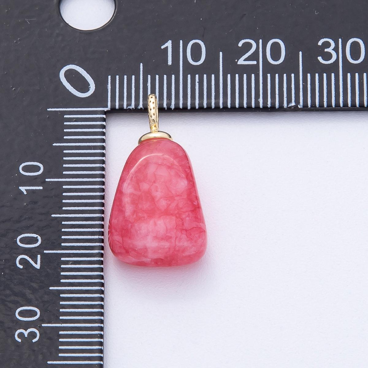 18k gold filled Nugget charm natural gemstone Rose Quartz Topz Stone bail pendant | AK125