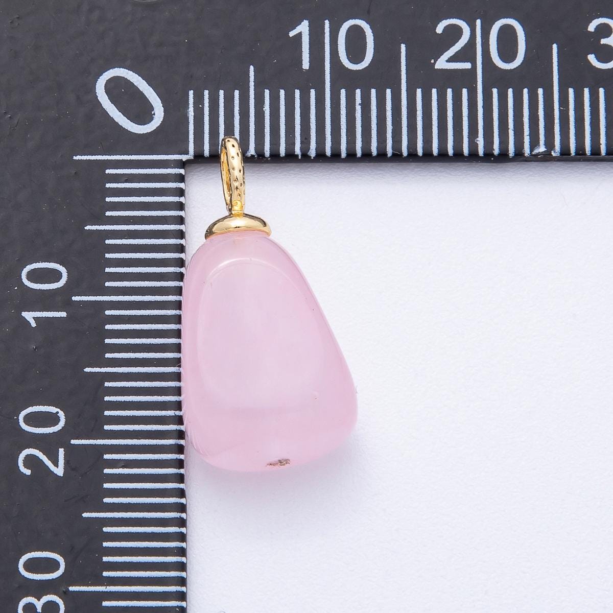 18k gold filled Nugget charm natural gemstone Rose Quartz Topz Stone bail pendant | AK125