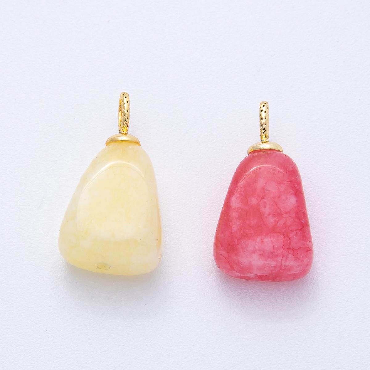 18k gold filled Nugget charm natural gemstone Rose Quartz Topz Stone bail pendant | AK125