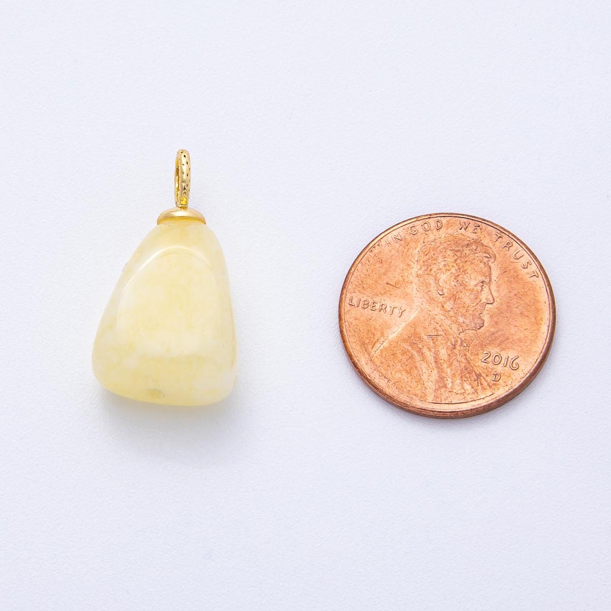 18k gold filled Nugget charm natural gemstone Rose Quartz Topz Stone bail pendant | AK125