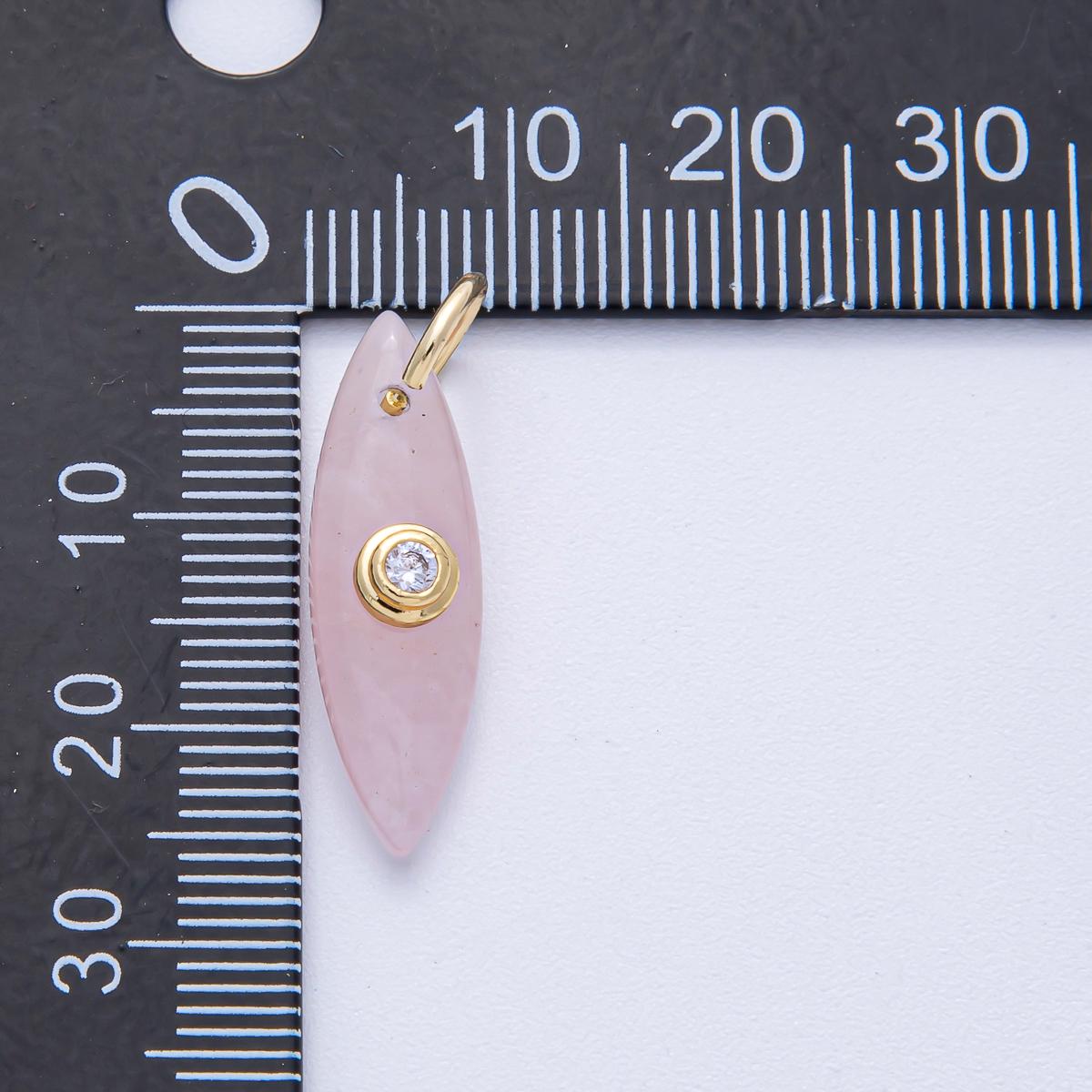 18K Gold Filled Marquise Natural Stone Pendant GemStone Charm Necklace with CZ Stone for DIY Jewelry Making Supply AK127
