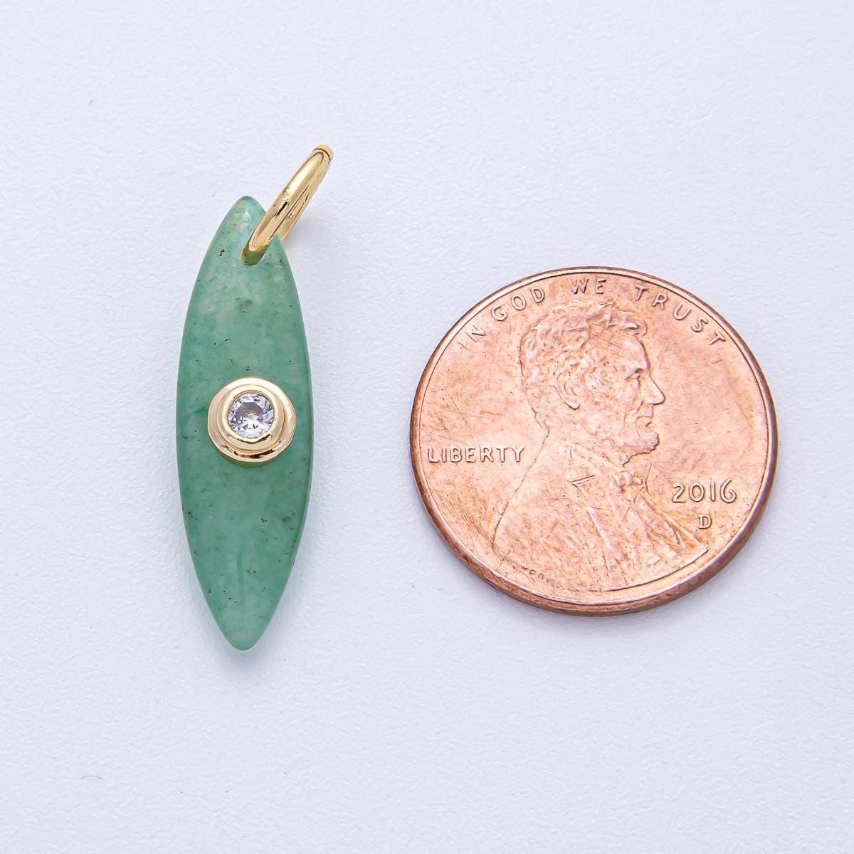 18K Gold Filled Marquise Natural Stone Pendant GemStone Charm Necklace with CZ Stone for DIY Jewelry Making Supply AK127
