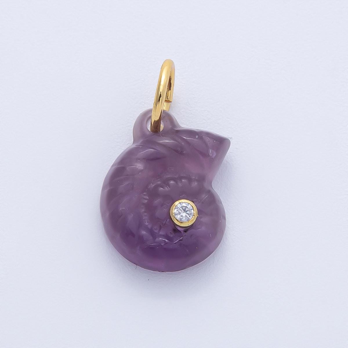 18k Gold Filled Clam Seashell Charm with Clear CZ in Center Multicolor Ocean Inspired DIY Jewelry Supply Custom Necklace Bracelet | AK135