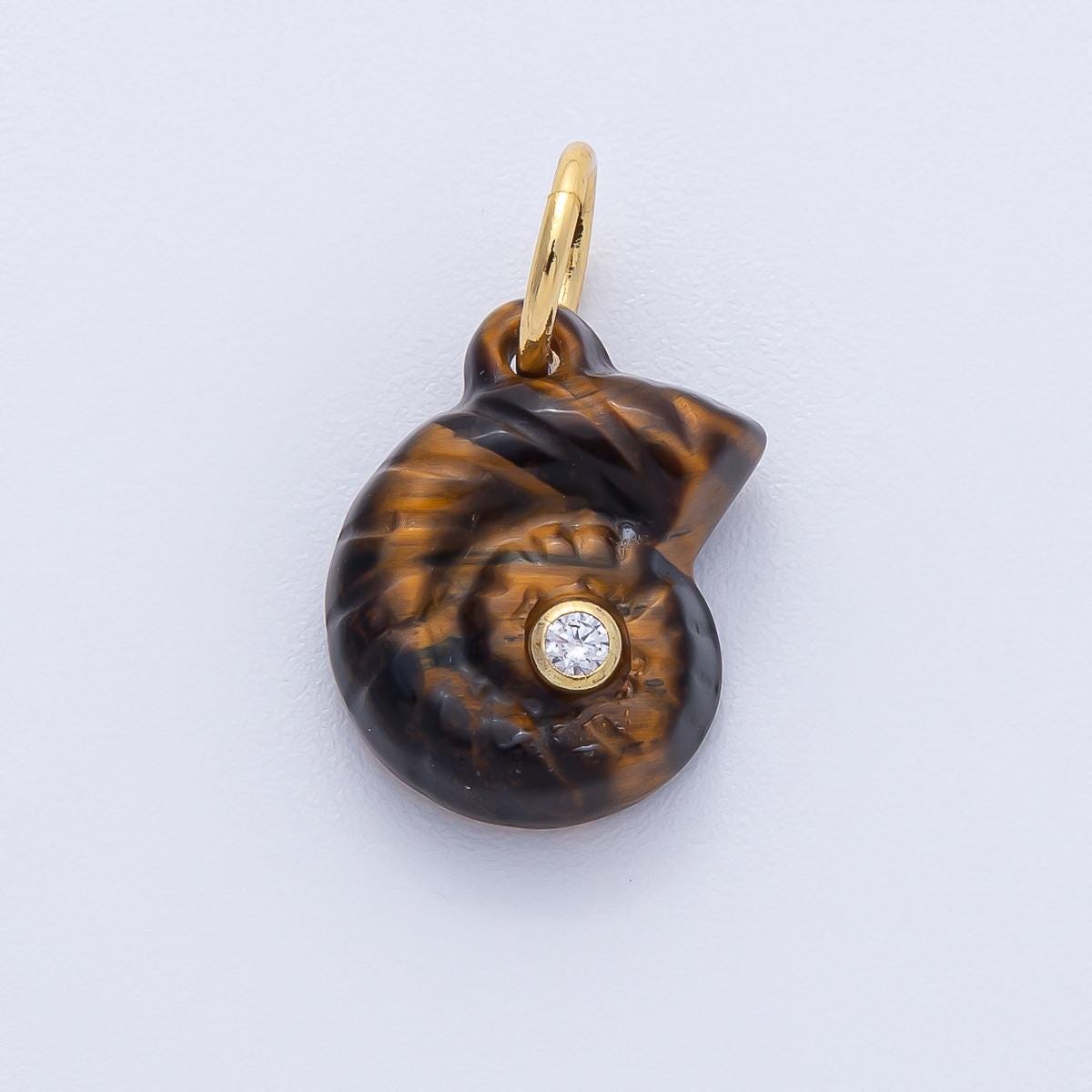 18k Gold Filled Clam Seashell Charm with Clear CZ in Center Multicolor Ocean Inspired DIY Jewelry Supply Custom Necklace Bracelet | AK135