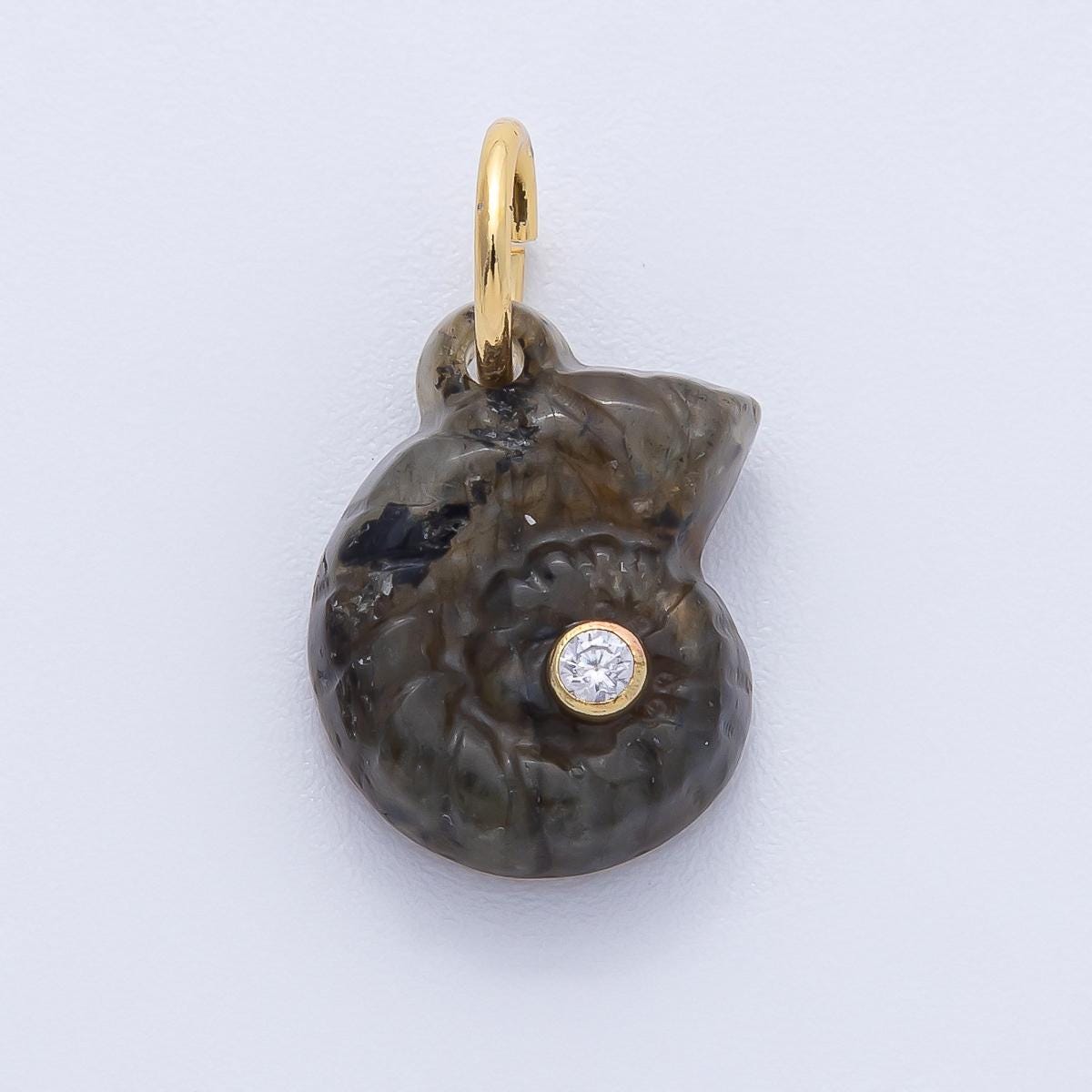18k Gold Filled Clam Seashell Charm with Clear CZ in Center Multicolor Ocean Inspired DIY Jewelry Supply Custom Necklace Bracelet | AK135