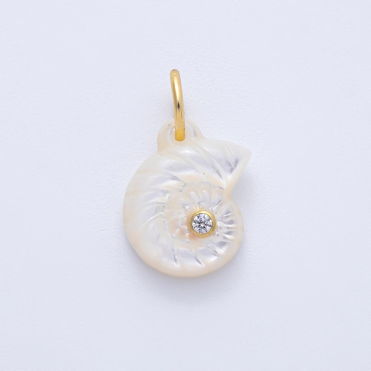 18k Gold Filled Clam Seashell Charm with Clear CZ in Center Multicolor Ocean Inspired DIY Jewelry Supply Custom Necklace Bracelet | AK135