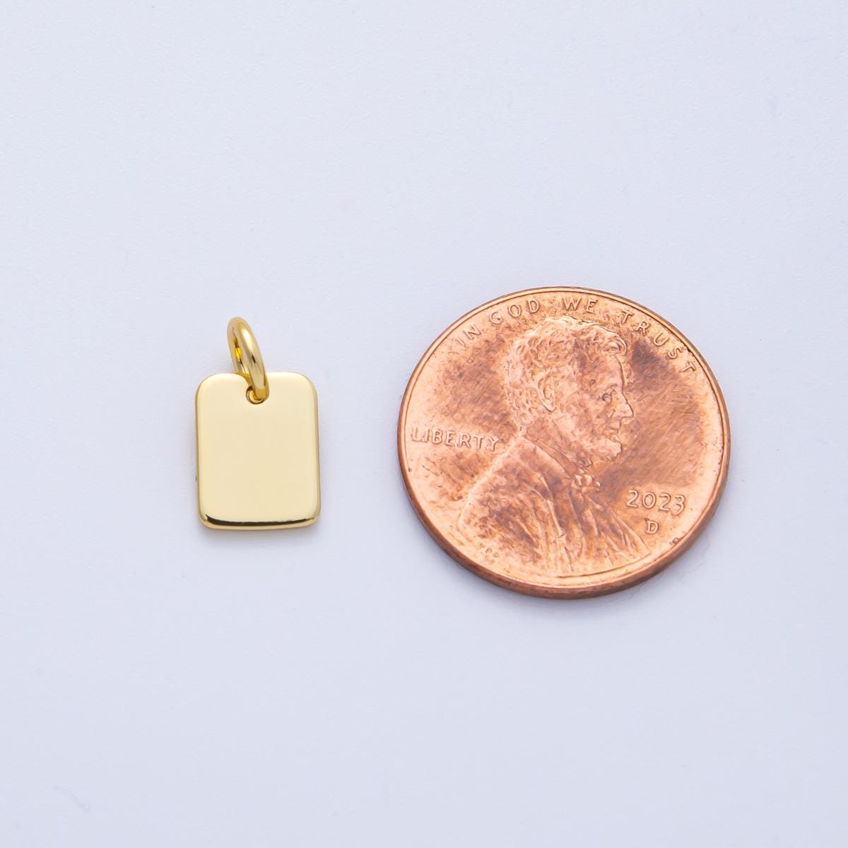 Gold Engravable Mini Tag Charm Pendant for Personalize Front, Back or Both Blank Tag Jewelry Making Supply AK-152