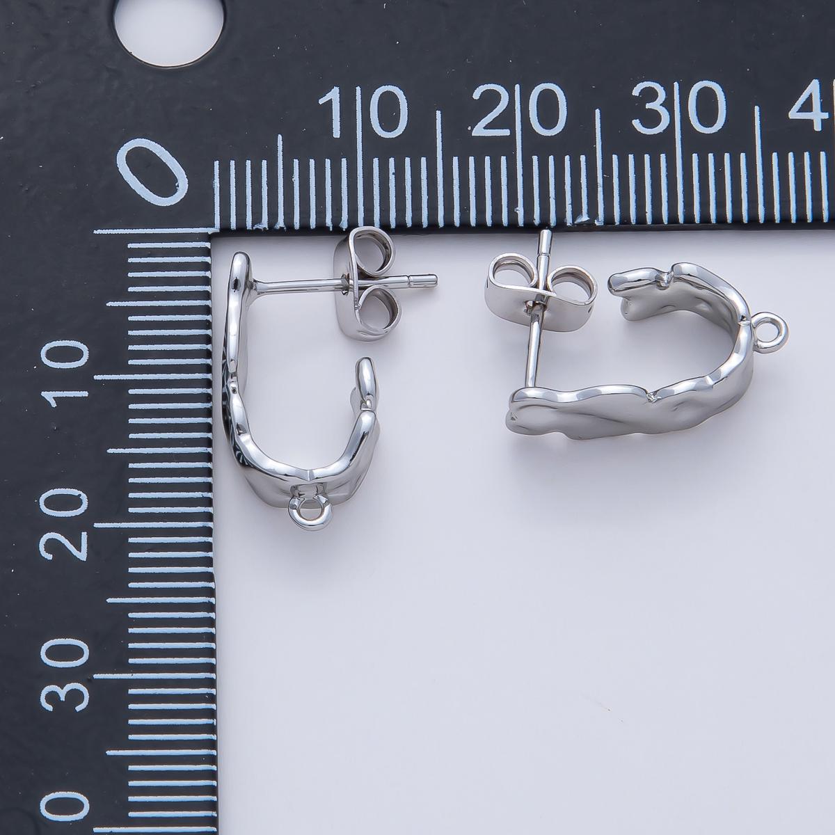 Mini 18K Gold Filled Molten C hoop Stud Earrings with Closed Loop for Jewelry Making Earring Supply Z-1640