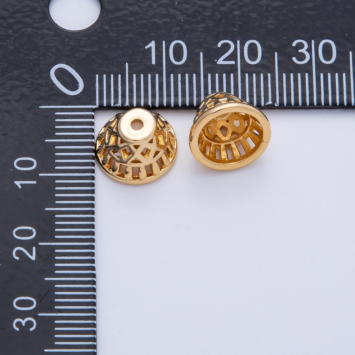 10.9mm 18k Gold Filled Artisan Detail Geometric Filigree Cap Bead Topper DIY Jewelry Supply for Custom Necklace & Bracelet | Z1665