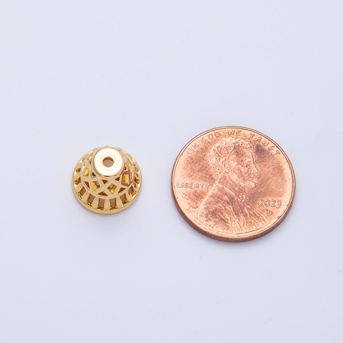 10.9mm 18k Gold Filled Artisan Detail Geometric Filigree Cap Bead Topper DIY Jewelry Supply for Custom Necklace & Bracelet | Z1665