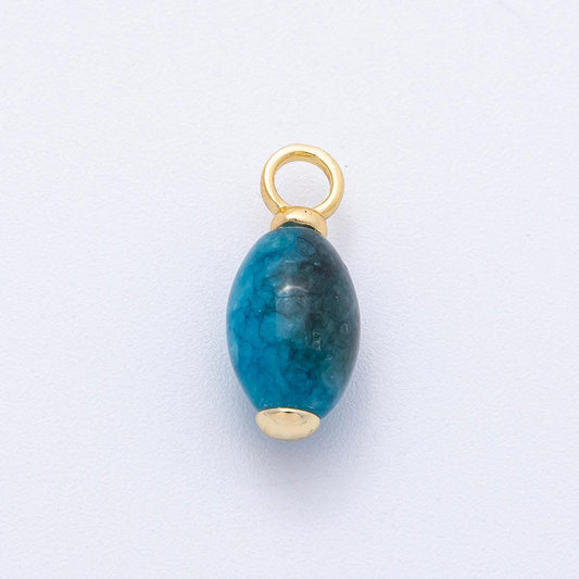 18K Gold Filled 19.7mm Blue Calcite Gemstone Drop Charm Ocean Inspired DIY Jewelry Supply Finding for Custom Necklace | AK143