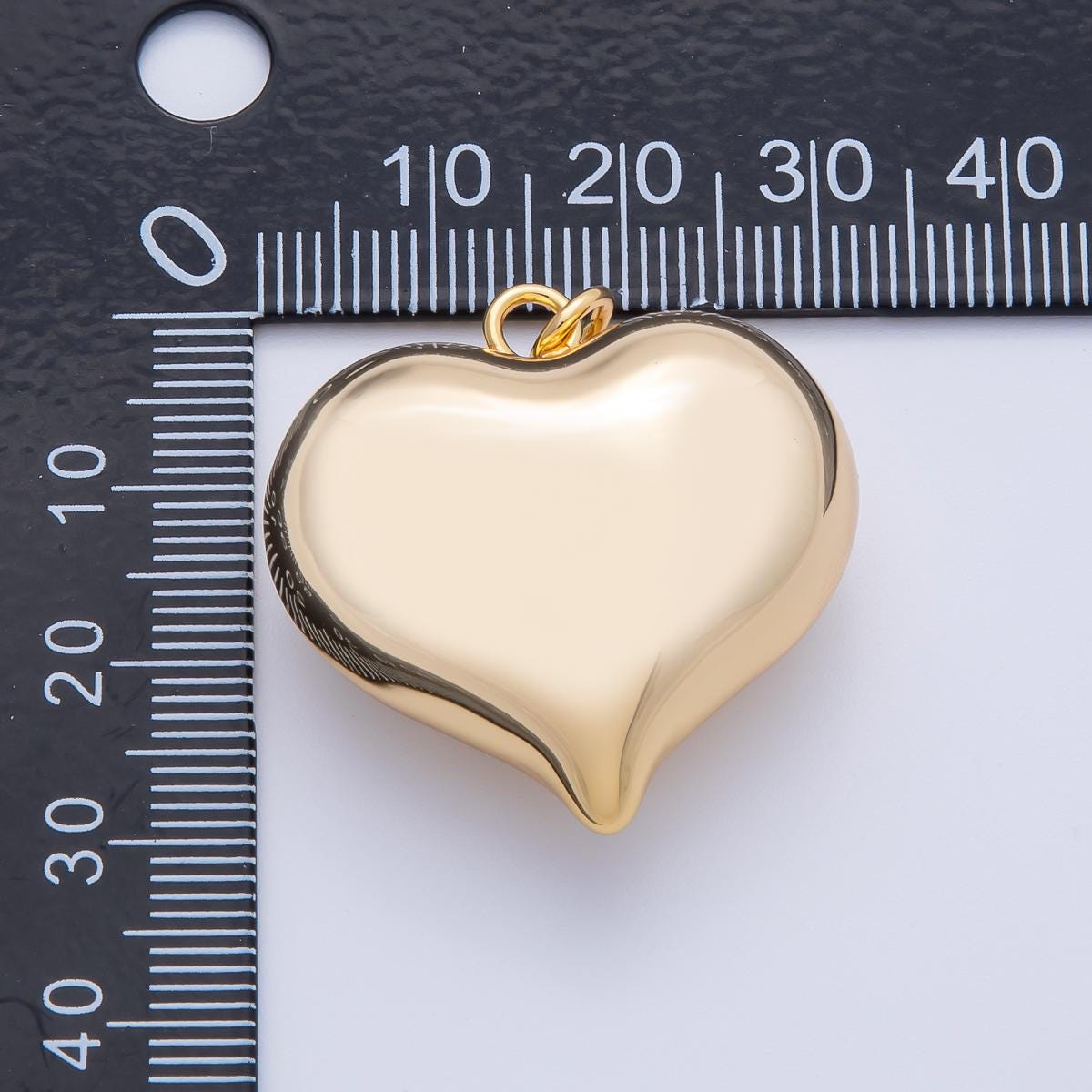 24K Gold Filled 30.5mm Minimalist Chubby 3D Heart Love Charm Valentine Jewelry Inspired | ak-123
