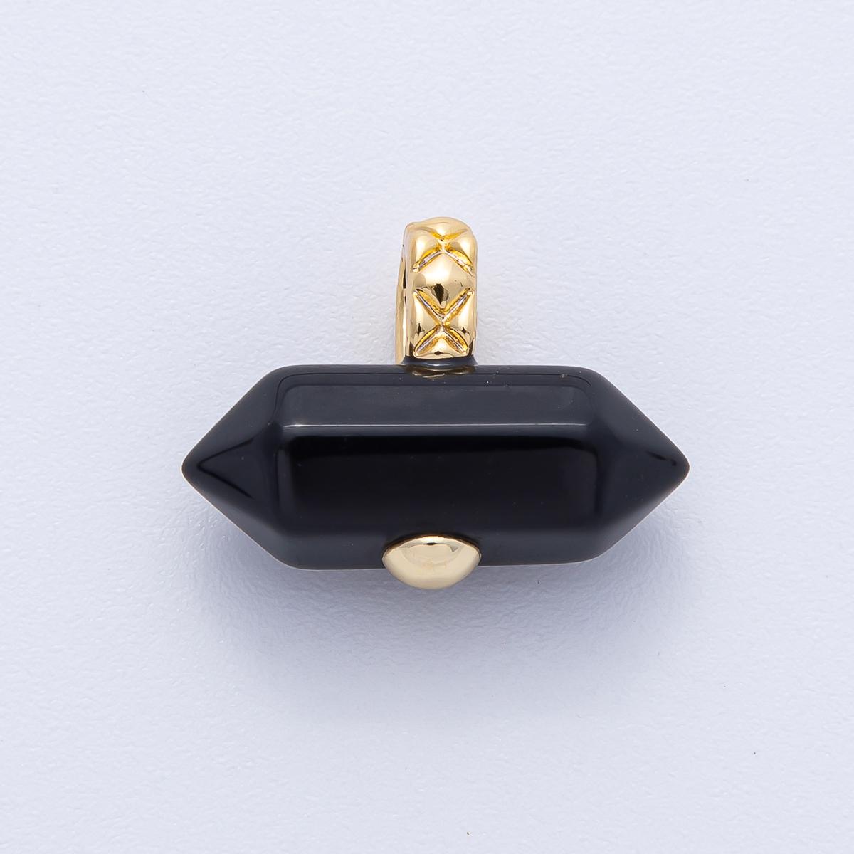 18k gold filled NATURAL gemstone 21.3mm quilted gold Pendant Healing Stone DIY Jewelry Supply for custom Necklace | AK-129