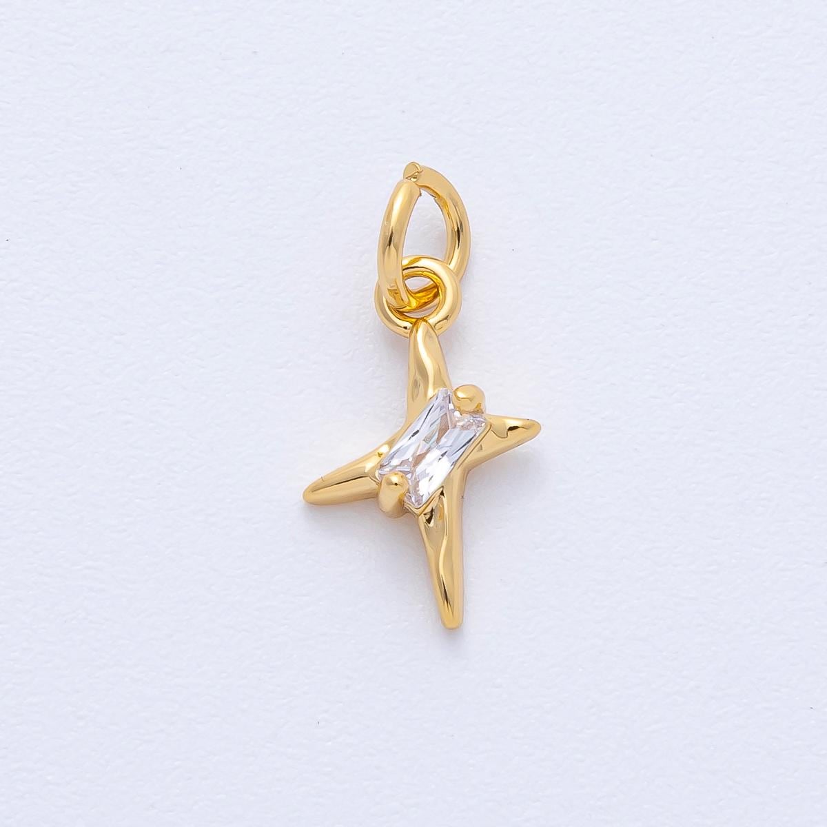 18k gold filled Tiny North bright star Charm 13.2mm with CZ crystal Celestial pendant DIY Supply for earring bracelet necklace | AK-163