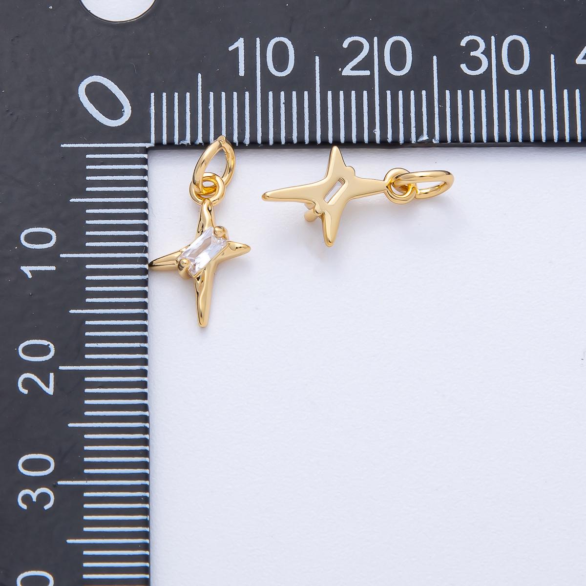 18k gold filled Tiny North bright star Charm 13.2mm with CZ crystal Celestial pendant DIY Supply for earring bracelet necklace | AK-163